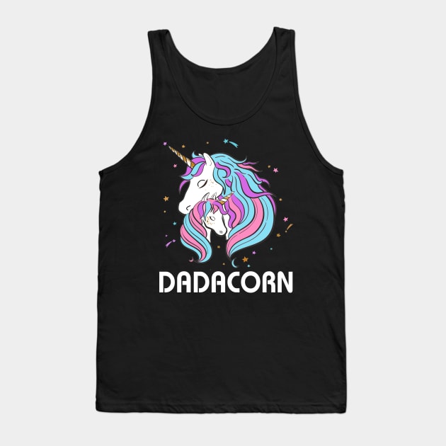 Dadacorn Funny Unicorn Fathers Day Gift Tank Top by Kaileymahoney